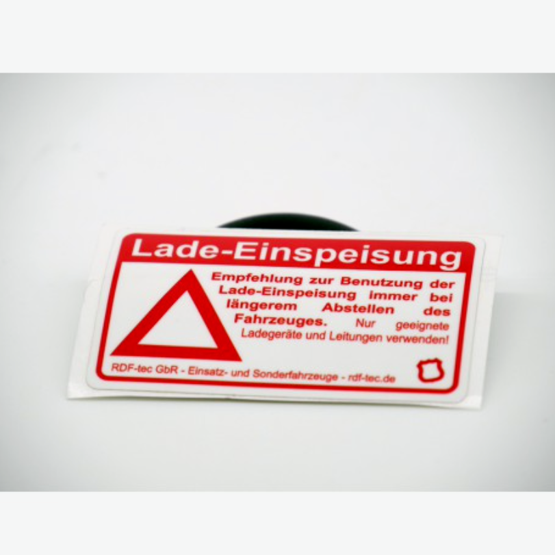 Sticker for emergency vehicle "charging feed"