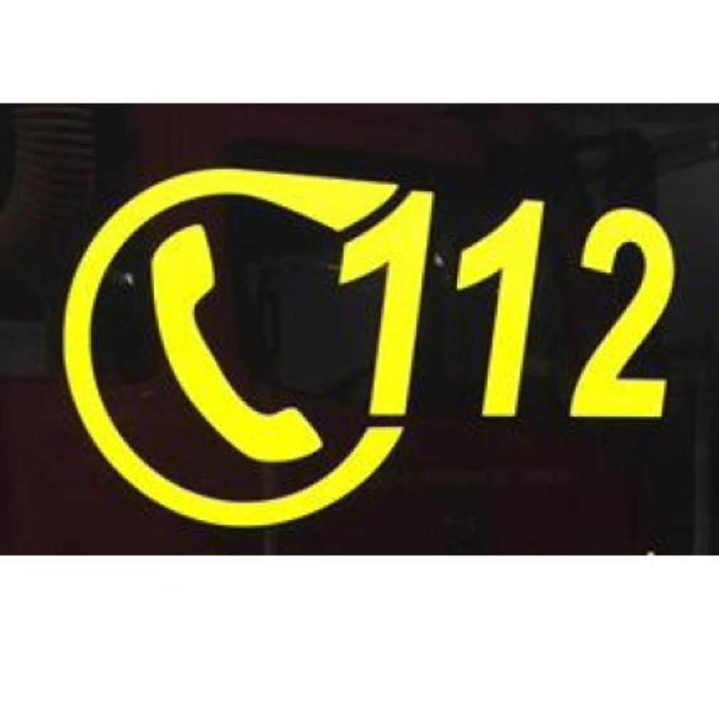 Sticker for emergency vehicle "112 with telephone receiver"